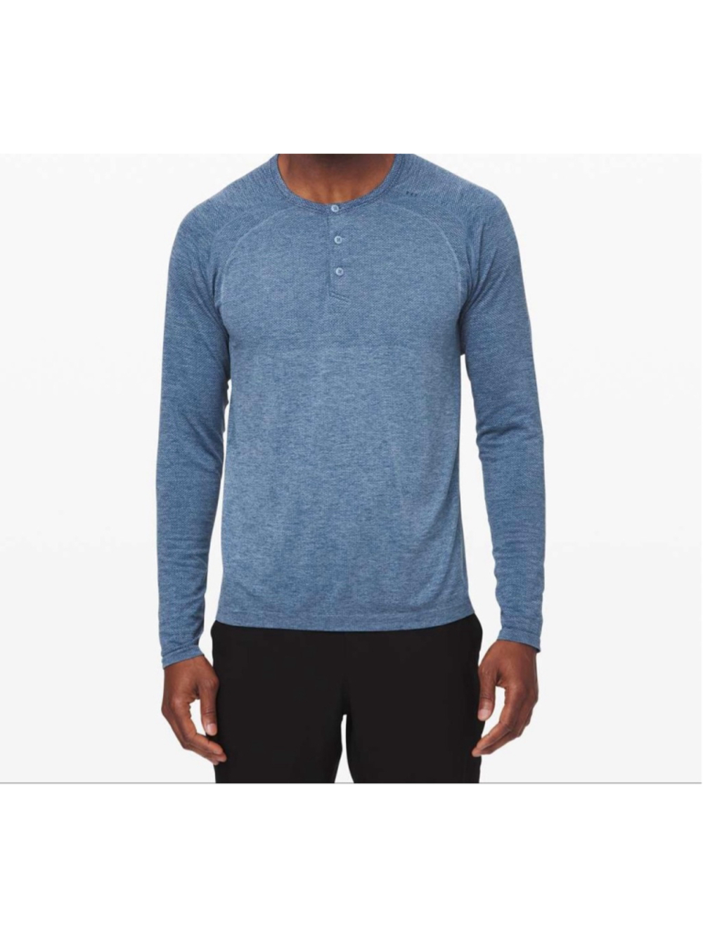 Lululemon Mens Metal Vent Tech Long Sleeve Henley 2.0 blue size medium